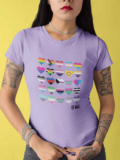 Hearts full of PRIDE flags - LGBTQ - Iris Lavender Women's Cotton T-Shirt
