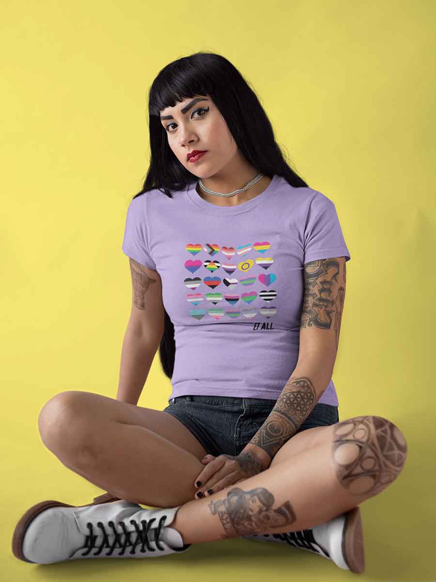 Hearts full of PRIDE flags - LGBTQ - Iris Lavender Women's Cotton T-Shirt