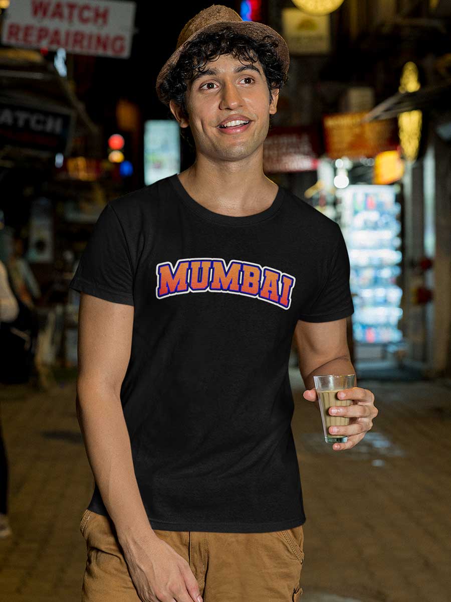 Mumbai - Black Men's Cotton T-Shirt