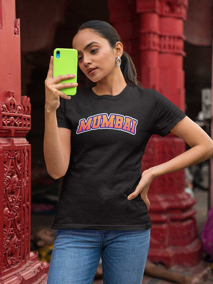 Mumbai - Black Women's Cotton T-Shirt