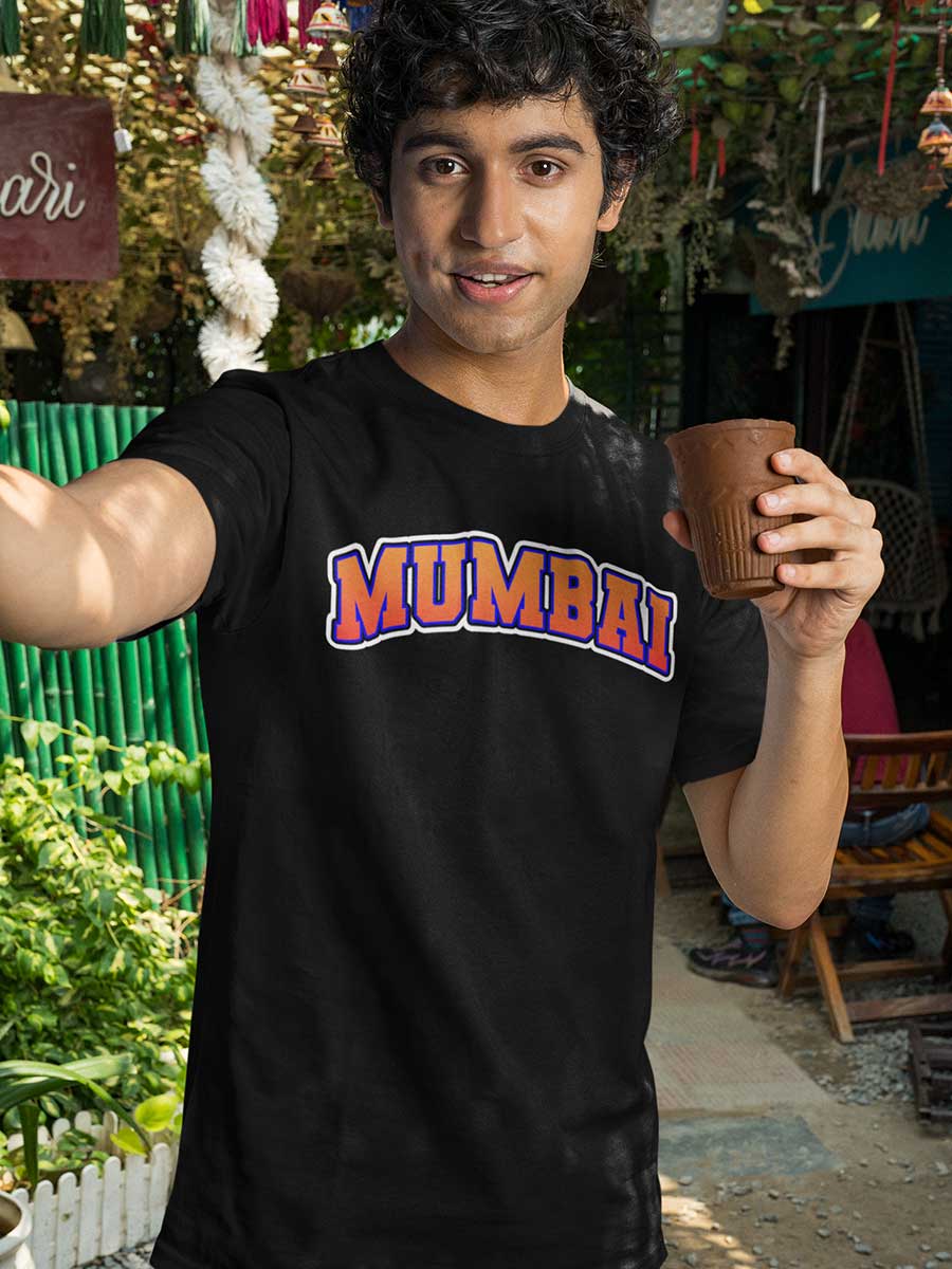 Mumbai - Black Men's Cotton T-Shirt