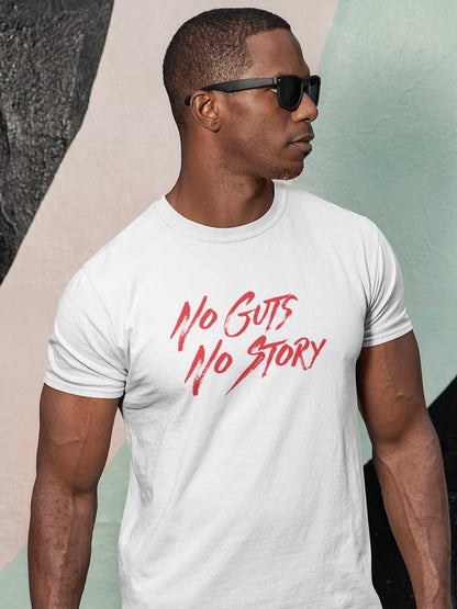 No Guts No Story - Red on White - Men's Cotton T-Shirt