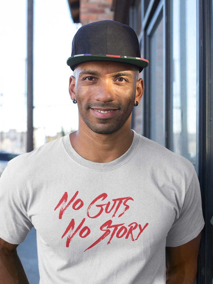 No Guts No Story - Red on White - Men's Cotton T-Shirt