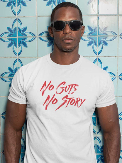 No Guts No Story - Red on White - Men's Cotton T-Shirt