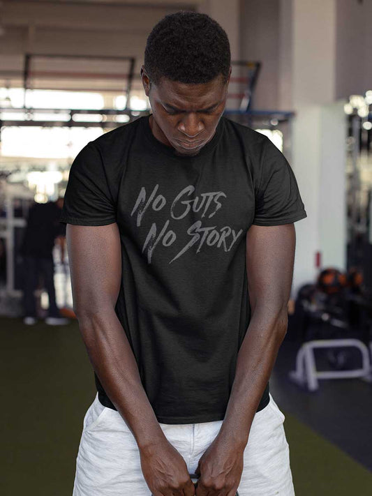 No Guts No Story - Grey on Black - Men's Cotton T-Shirt