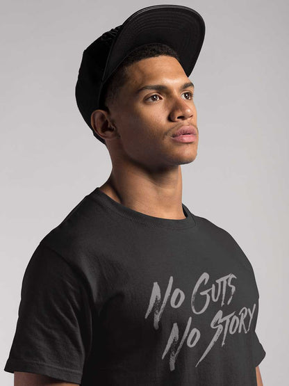 No Guts No Story - Grey on Black - Men's Cotton T-Shirt