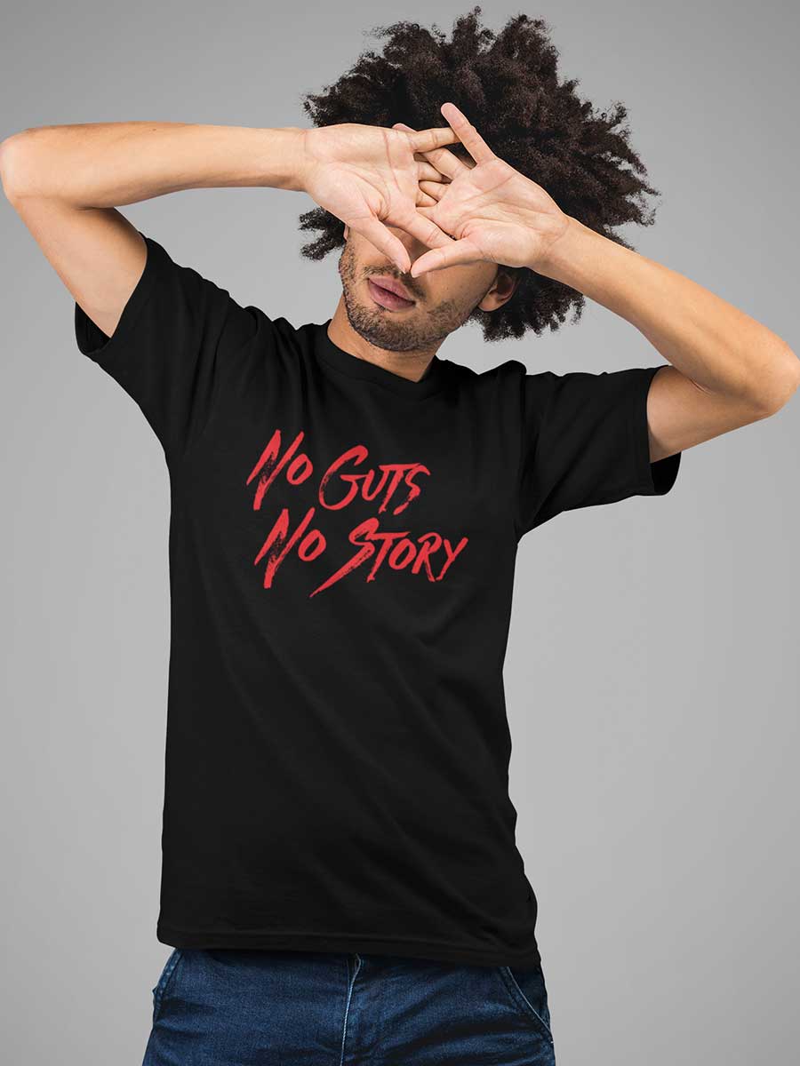 No Guts No Story - Red on Black - Men's Cotton T-Shirt
