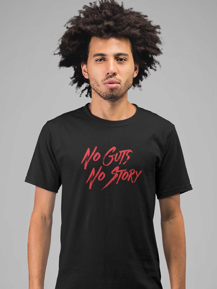 No Guts No Story - Red on Black - Men's Cotton T-Shirt