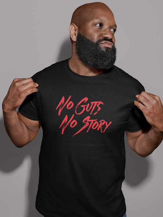 No Guts No Story - Red on Black - Men's Cotton T-Shirt