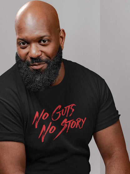 No Guts No Story - Red on Black - Men's Cotton T-Shirt