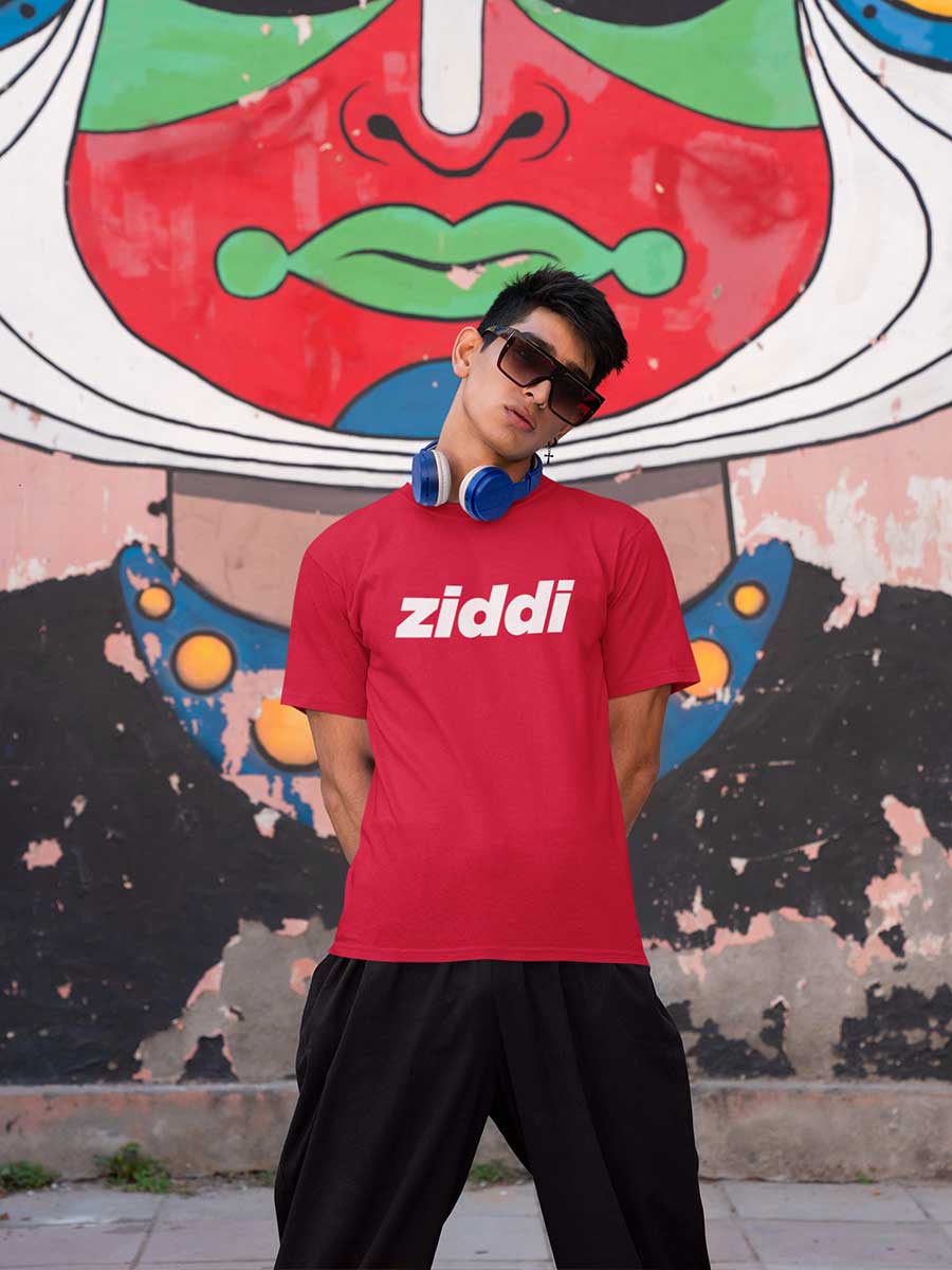 Ziddi - Men's Red Cotton T-Shirt