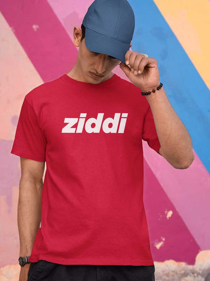Ziddi - Men's Red Cotton T-Shirt