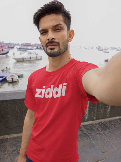 Ziddi - Men's Red Cotton T-Shirt