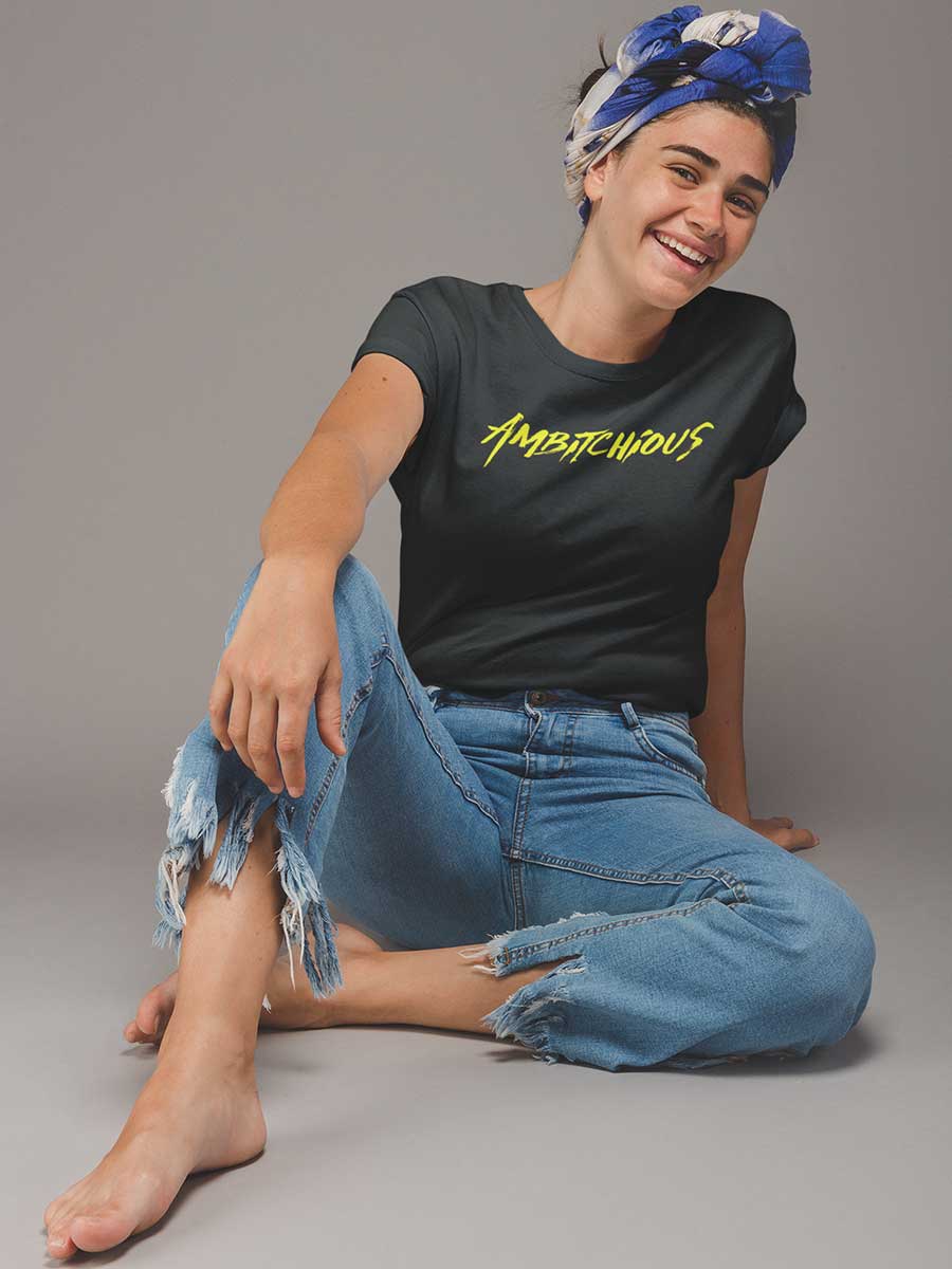 Ambitious with a TWIST- Yellow - Women's Cotton T-Shirt