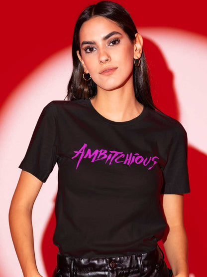 Ambitious with a TWIST- Pink - Black Women's Cotton T-Shirt