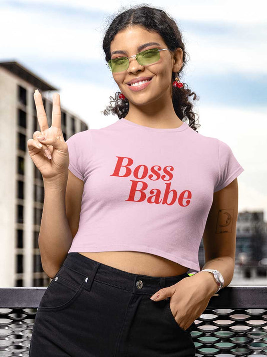 Boss Babe - Light Pink Coton Crop Top