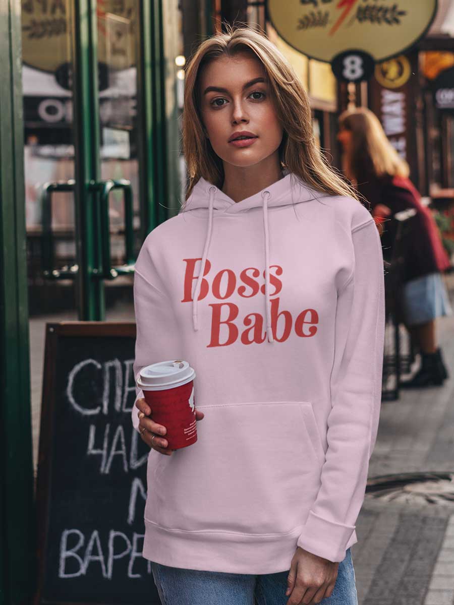 Boss Babe - Light Pink Cotton Hoodie