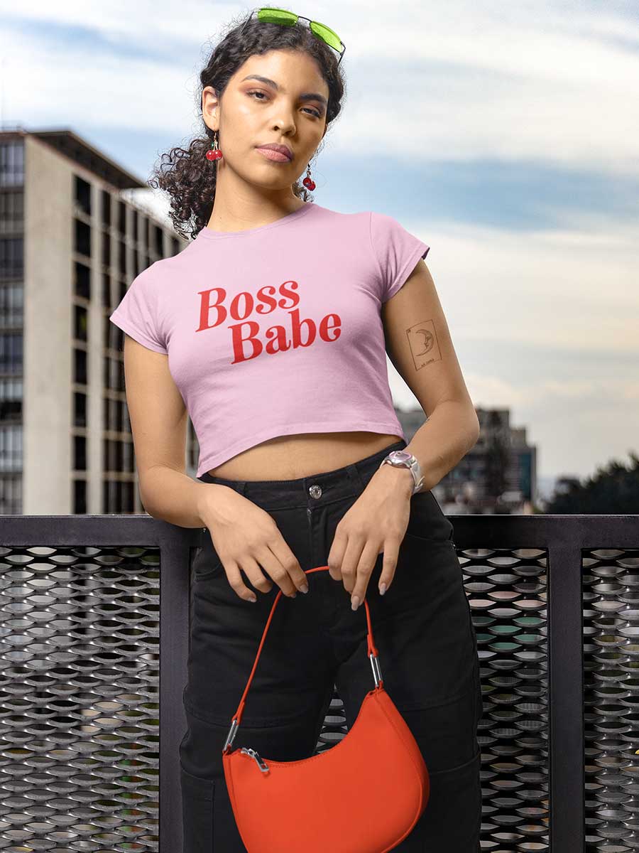 Boss Babe - Light Pink Coton Crop Top