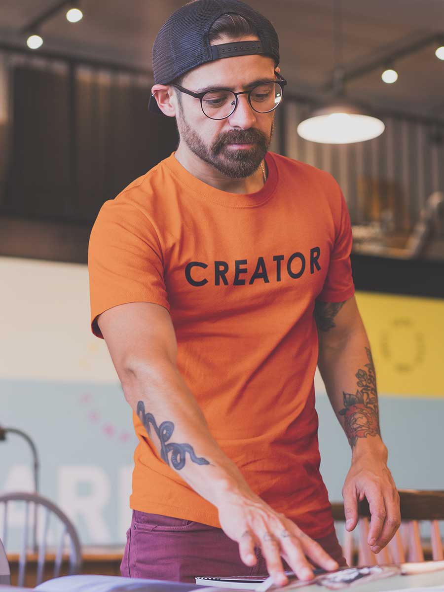 Creator - Orange Men's Cotton T-Shirt