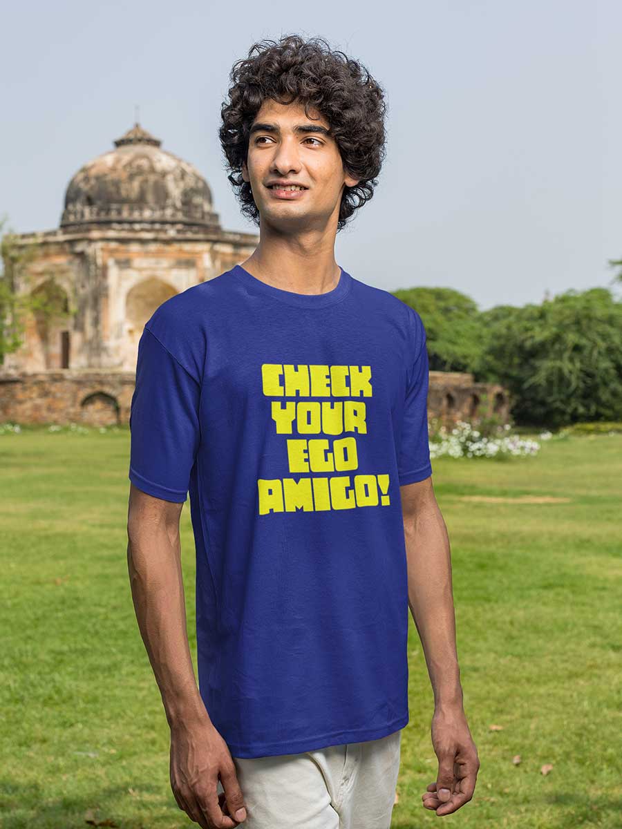 Check Your Ego Amigo - Royal Blue Men's Cotton T-Shirt