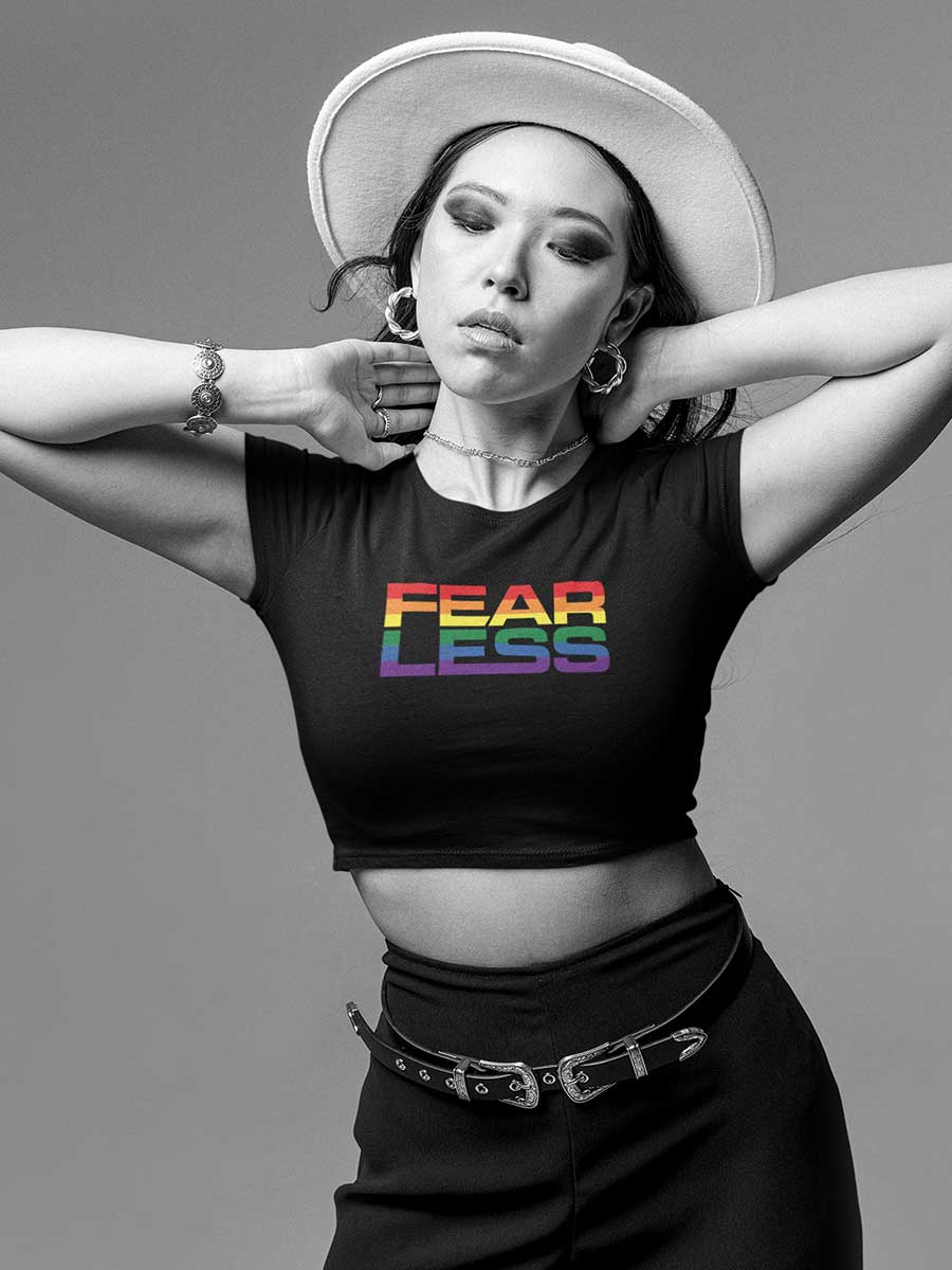 Fearless LGBTQ PRIDE - Black Cotton Crop Top
