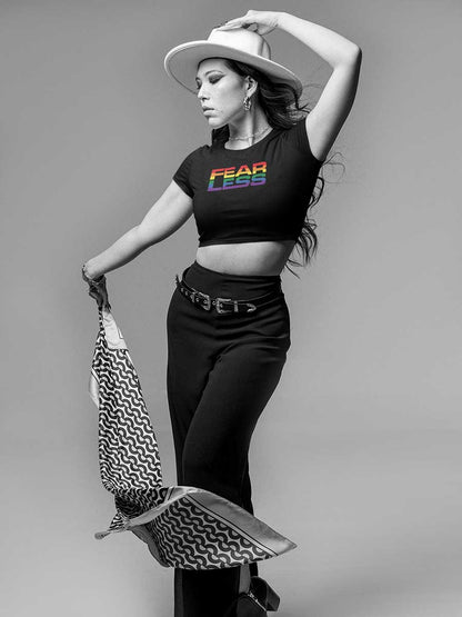 Fearless LGBTQ PRIDE - Black Cotton Crop Top