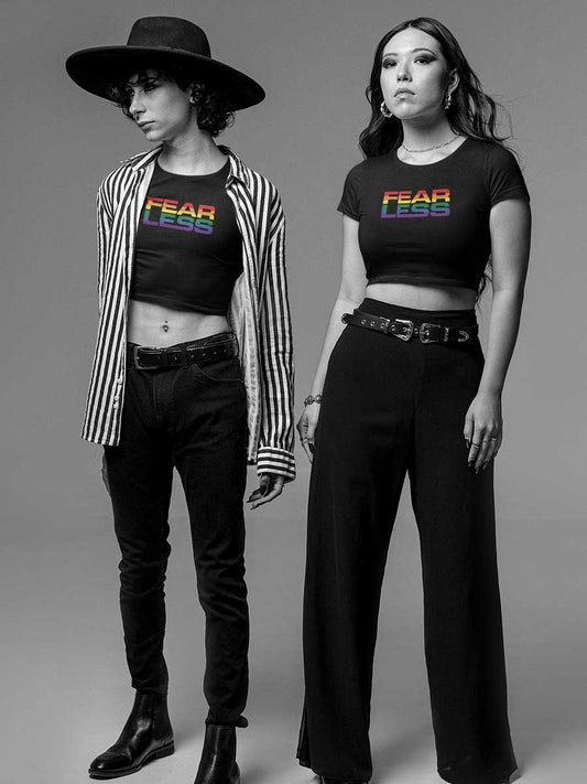 Fearless LGBTQ PRIDE - Black Cotton Crop Top