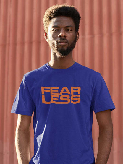 Fearless - Orange on Royal Blue - Men's Cotton T-Shirt