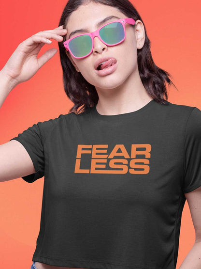 Fearless - Orange on Black - Cotton Crop Top