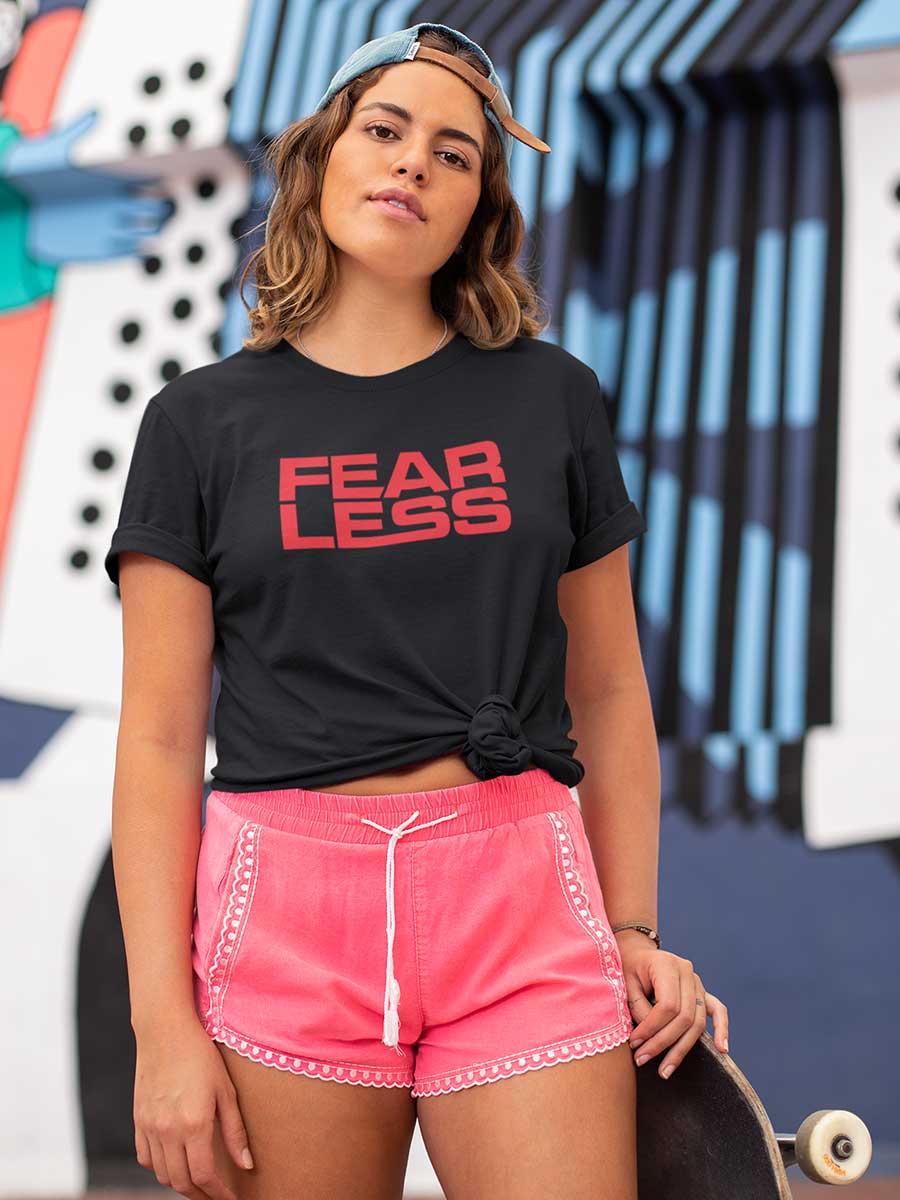 Fearless - Red on Black - Women's Cotton T-Shirt