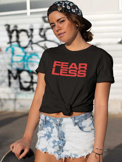 Fearless - Red on Black - Women's Cotton T-Shirt