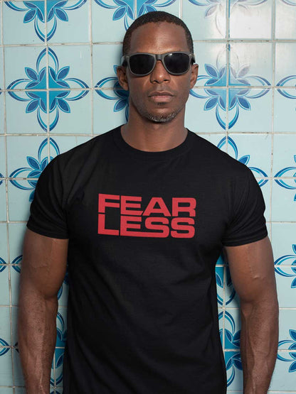 Fearless - Red on Black - Men's Cotton T-Shirt