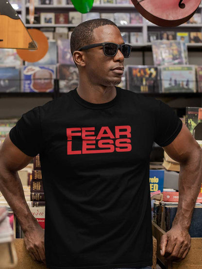 Fearless - Red on Black - Men's Cotton T-Shirt