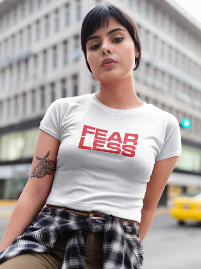 Fearless - Red on White - Cotton Crop Top