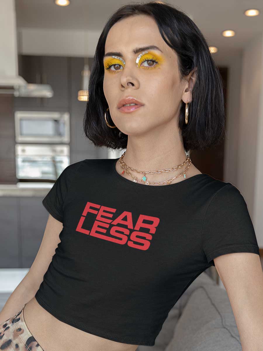 Fearless - Red on Black - Cotton Crop Top