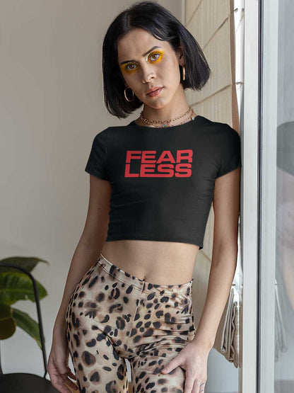 Fearless - Red on Black - Cotton Crop Top