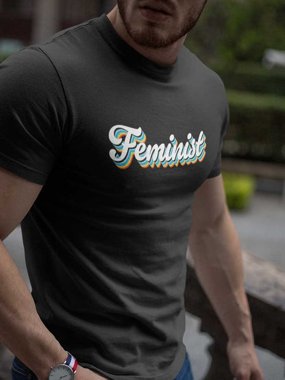 Feminist Retro - Black Men's Cotton T-Shirt