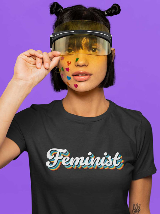 Feminist Retro - Black Women's Cotton T-Shirt