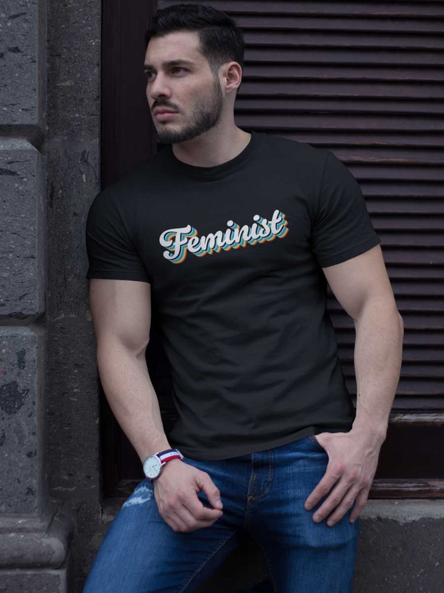 Feminist Retro - Black Men's Cotton T-Shirt