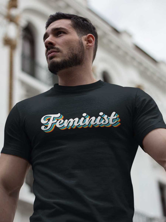 Feminist Retro - Black Men's Cotton T-Shirt