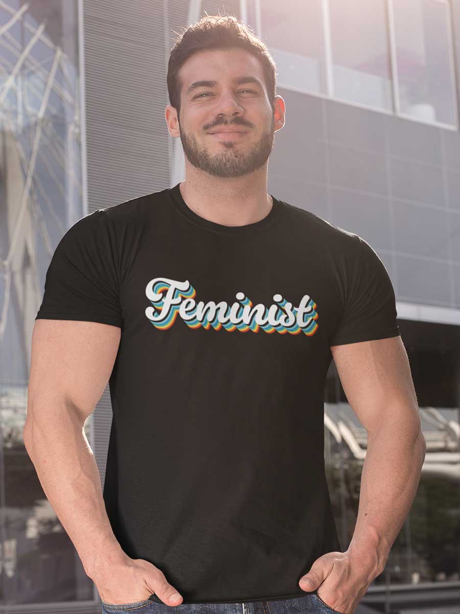 Feminist Retro - Black Men's Cotton T-Shirt