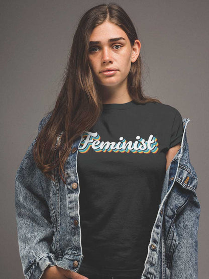 Feminist Retro - Black Women's Cotton T-Shirt