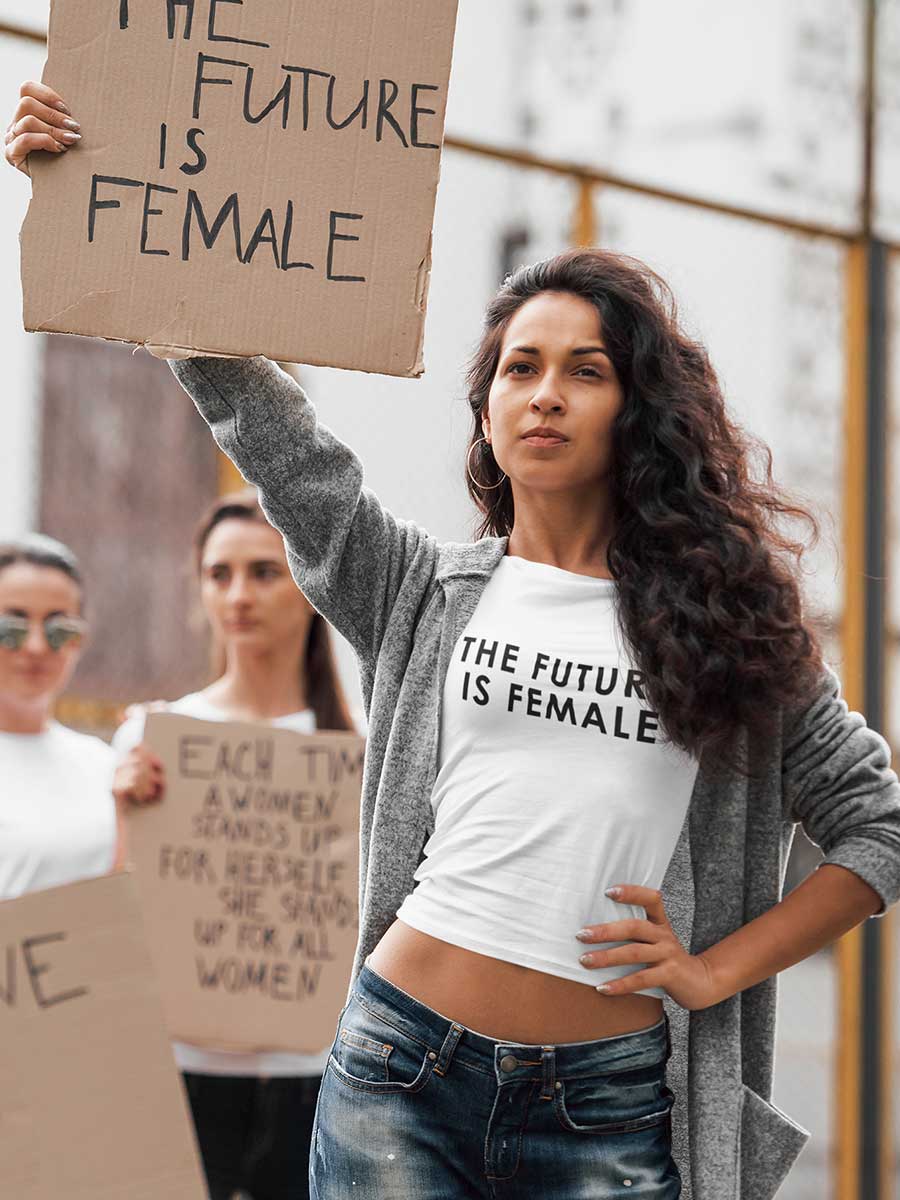 The Future is Female - White Cotton Crop Top