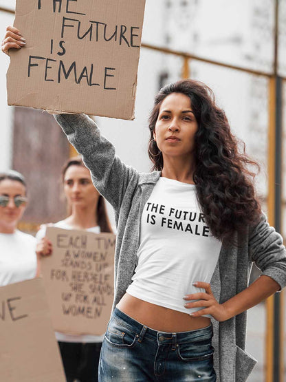 The Future is Female - White Cotton Crop Top