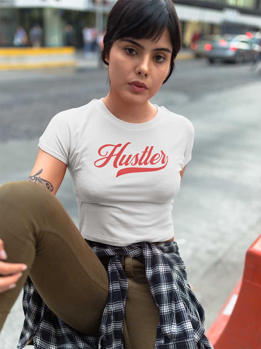 Hustler - White Cotton Crop Top