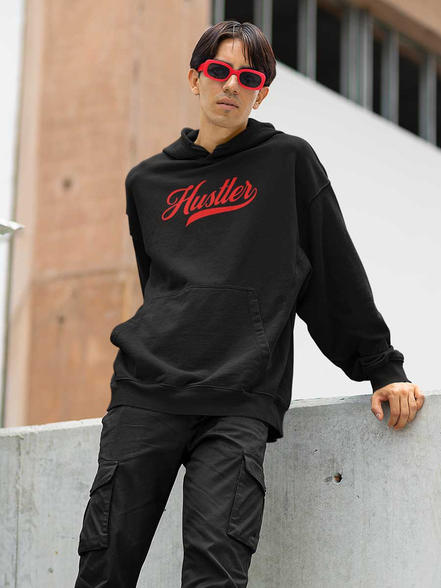 Hustler - Black Cotton Hoodie