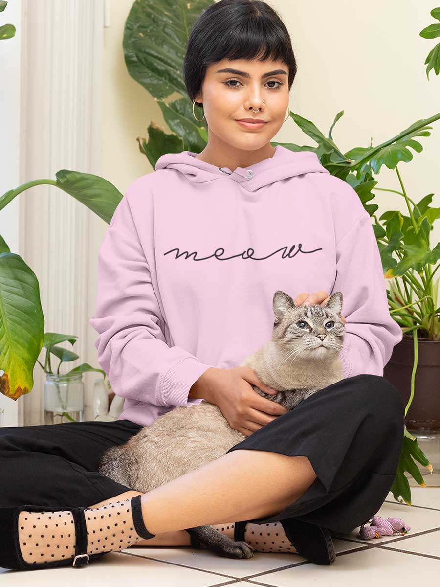 Meow - Light Pink Cotton Hoodie