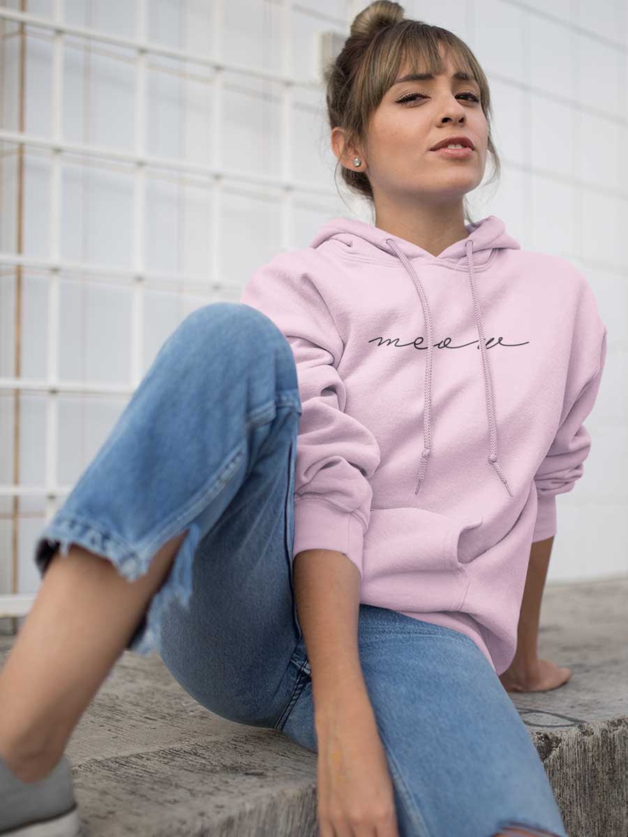 Meow - Light Pink Cotton Hoodie