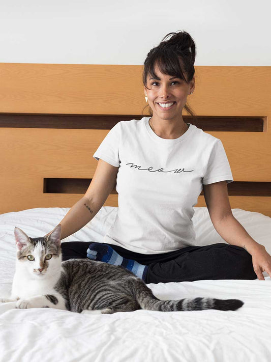 Meow - White Women's Cotton T-Shirt