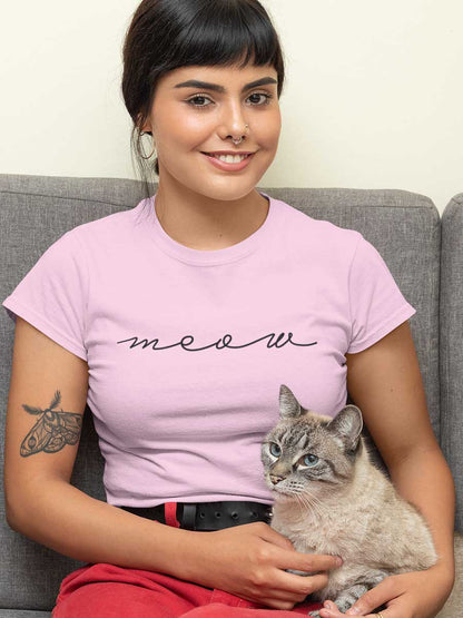 Meow - Light Pink Women's Cotton T-Shirt